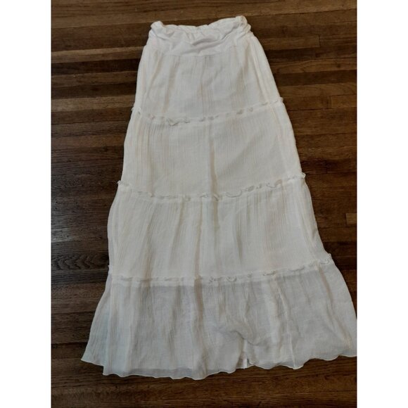 I.N. San Francisco Dresses & Skirts - Womens Boho Tiered Cottagecore Prairie Lightweight Maxi Skirt White Size Small